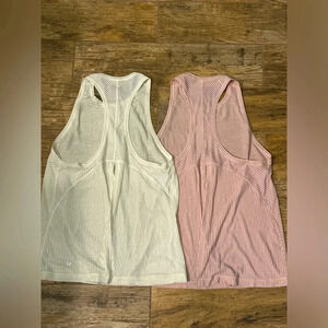 Lululemon Miles Ahead Tank white pink bundle Size 8